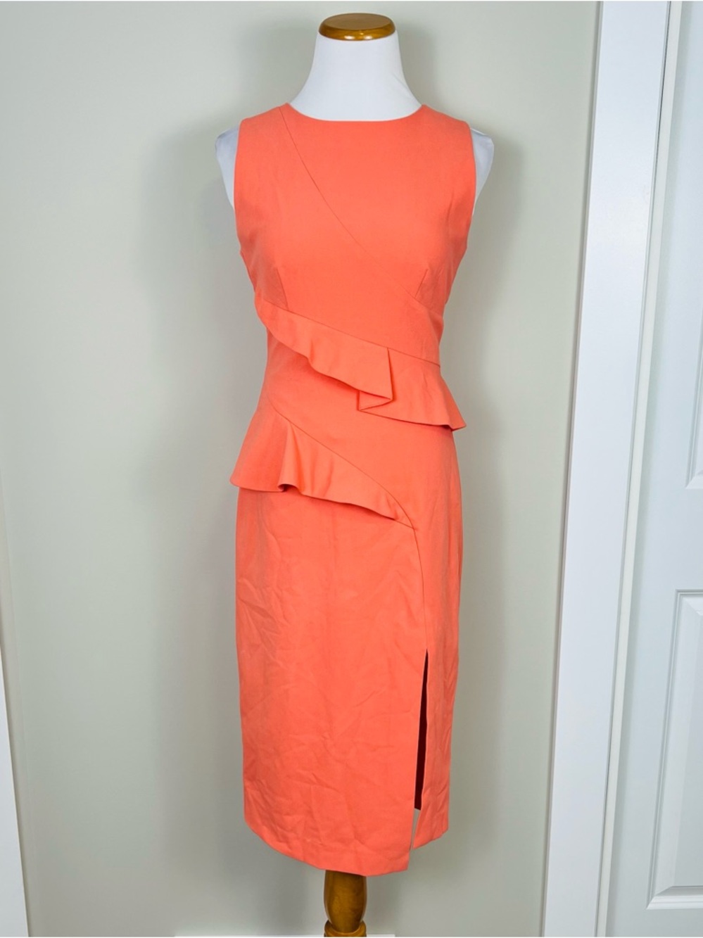 Marciano Coral Ruffle Sheath Midi Dress